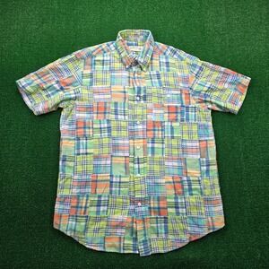 Orvis Shirt Mens Large/XL Green Patchwork Madras Button Down Golf‎ Beach Casual